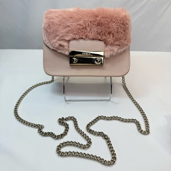 Furla Blush Faux Fur Crossbody Bag NWT Comes with Dust Bag
